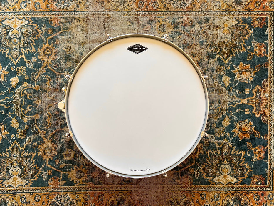 UNIQUE CRAVIOTTO Solid Maple 7” X 14” Snare Drum Vintage CHEVY YELLOW