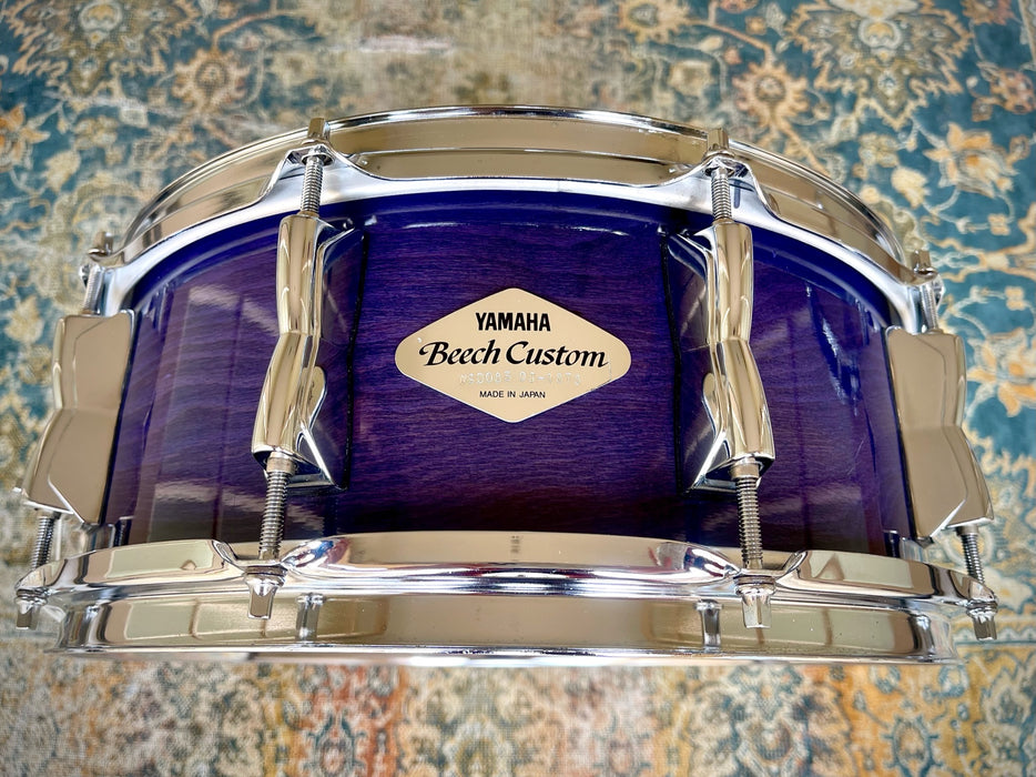 MADE IN JAPAN Yamaha BEECH CUSTOM 5.5” X 14” Snare Rare BLUEBERRY Lacquer