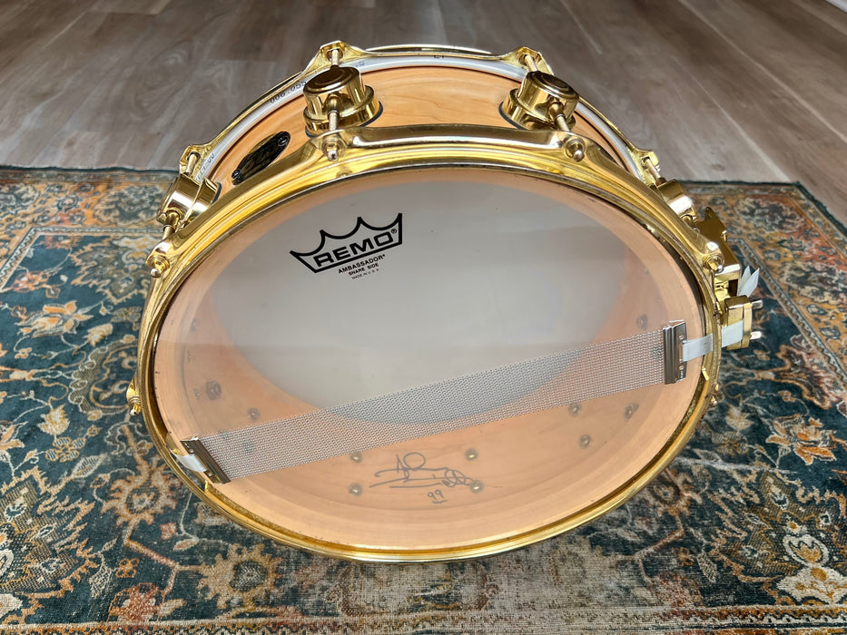 SIGNED DW Craviotto Solid Maple 5.5 X 14 Snare Drum W BRASS Hardware Sounds Amazing