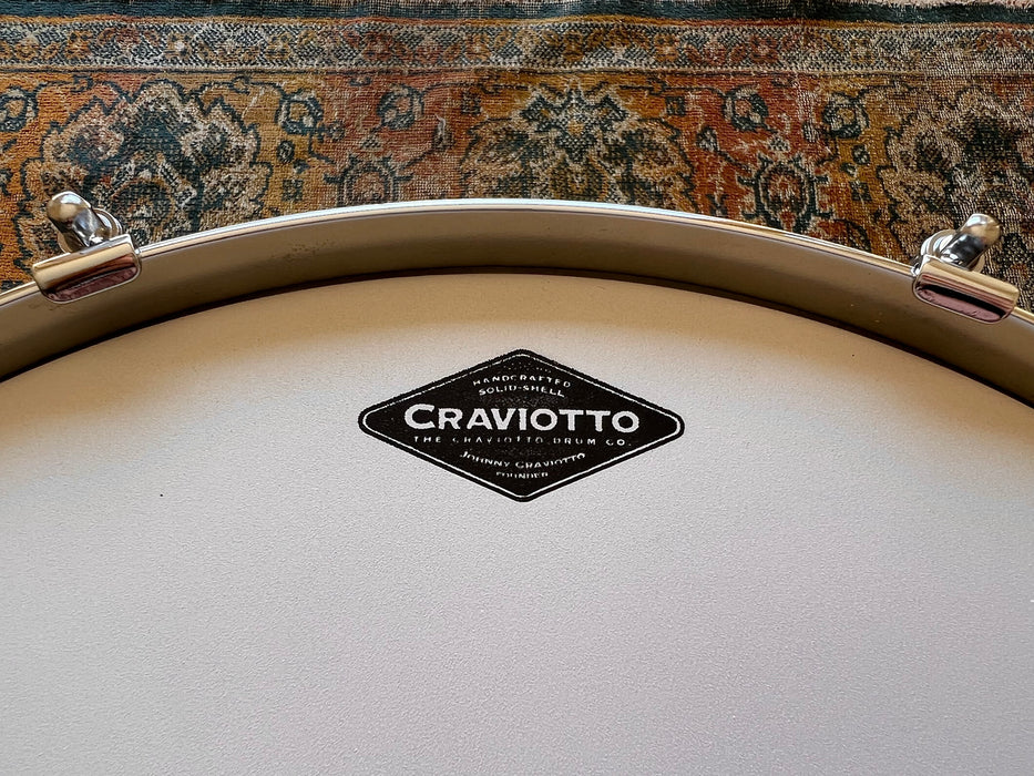 UNIQUE CRAVIOTTO Solid Maple 7” X 14” Snare Drum Vintage CHEVY YELLOW