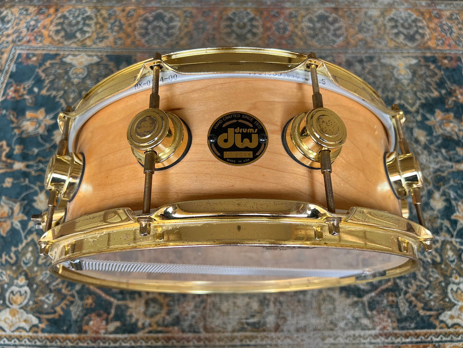 SIGNED DW Craviotto Solid Maple 5.5” X 14” Snare Drum W BRASS Hardware Sounds Amazing