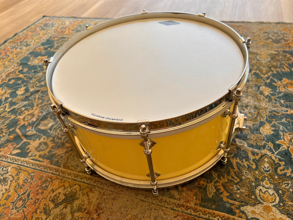UNIQUE CRAVIOTTO Solid Maple 7” X 14” Snare Drum Vintage CHEVY YELLOW