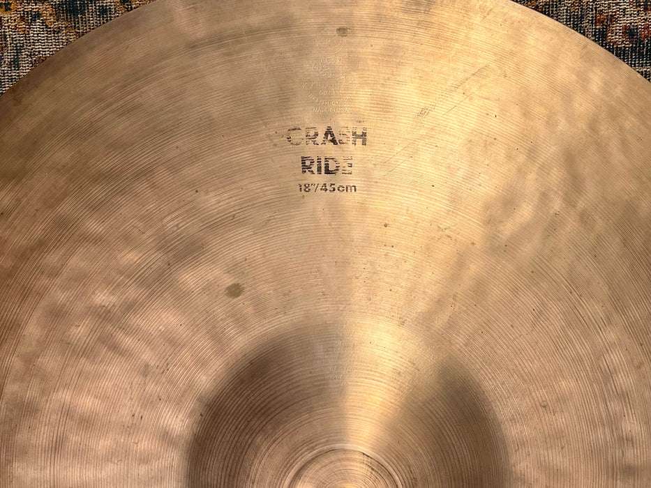 RARE Vintage Zildjian EAK K CRASH RIDE 18” 1592 g DARK DRY GADD