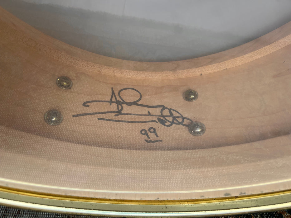 SIGNED DW Craviotto Solid Maple 5.5” X 14” Snare Drum W BRASS Hardware Sounds Amazing